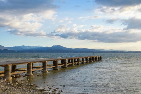 Wooden jetty on the lake