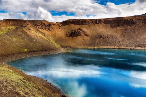 Volcanic lake in summer