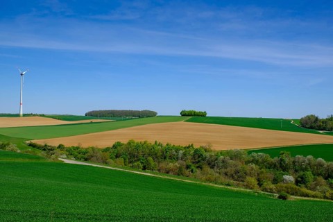Fields with wind turbine at Klosterberg