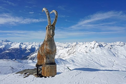 Wooden ibex figure