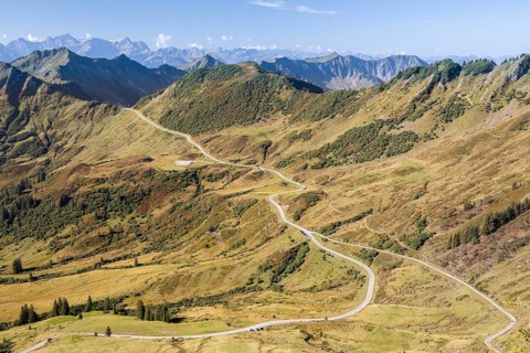 Furkapass road in the morning light from Portlakopf