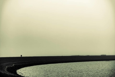 Walkers on the North Sea coast