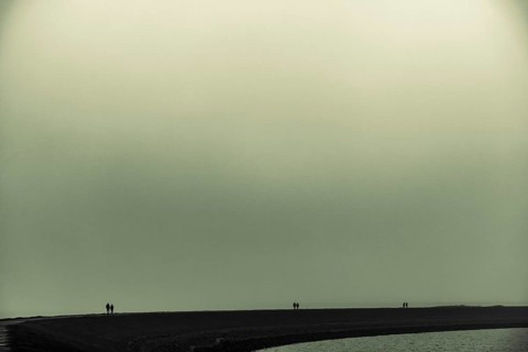 Walkers on the North Sea coast