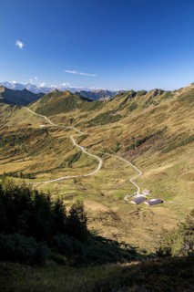 Furkapass road in the morning light from Portlakopf