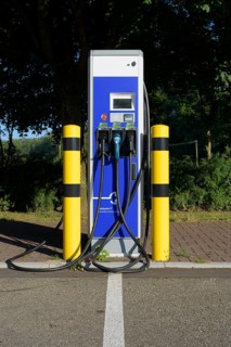 Car power charging station on highway resting place