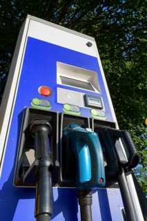 Car power charging station on highway resting place