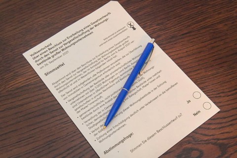 Ballot Paper Berlin Referendum on Disappropriation of Housing Companies 2021