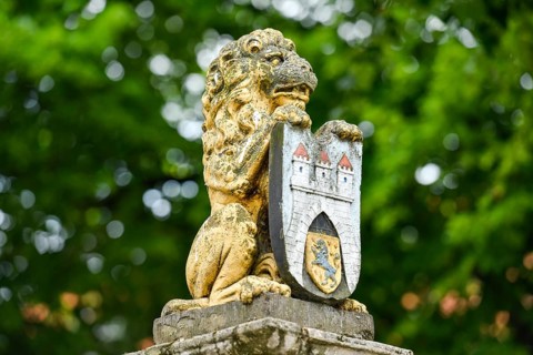 Lion with city coat of arms