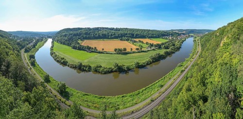 View of the Weser Valley from the Weser Skywalk