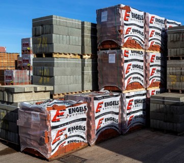 Piles of bricks in Jewson builders merchant yard