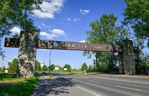Factory gate Arcelor Mittal steelworks