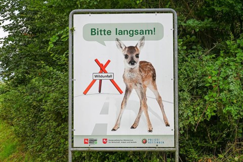 Warning sign game crossing