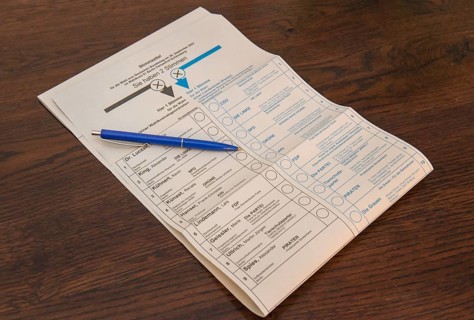 Ballot paper Bundestag election 2021