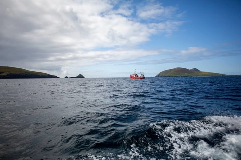 Great Blasket Island beauty as seen from seaside quay of Dunquin on Dingle peninsula. County Kerry