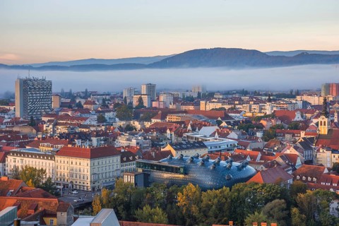 Cityscape of Graz from Schlossberg