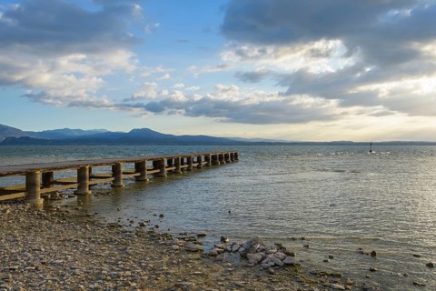 Wooden jetty on the lake
