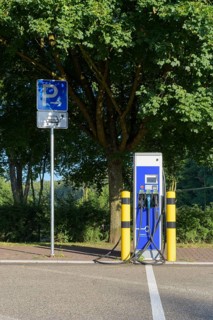 Car power charging station on highway resting place
