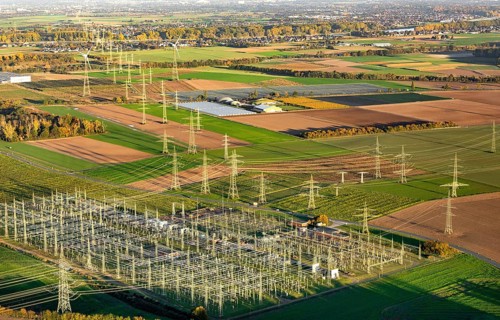 Power lines and Amprion substation