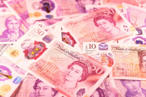 Great Britain pounds sterling notes background