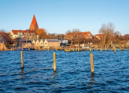 Harbour on the Salzhaff with St. John's Church in the Evening Light