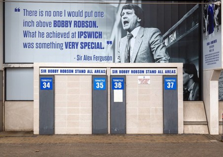 Banners celebrating Ipswich Town football club history