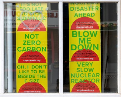 Campaign posters about stopping Sizewell C