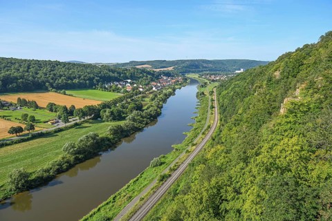 View of the Weser Valley from the Weser Skywalk towards Würgassen