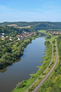 View of the Weser Valley from the Weser Skywalk towards Würgassen