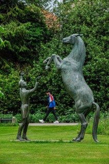 Bronze sculpture Stallion Wohlklang in Freiheitsdressur