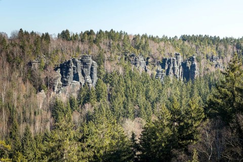 Viewpoint Johanniswacht on the rocky landscape in the Bielatal