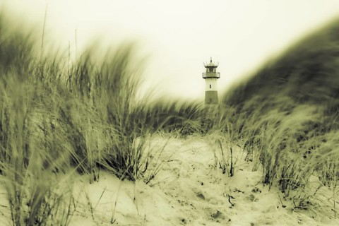 List-ost lighthouse with dune landscape
