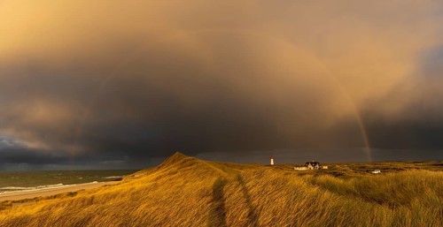 Dune Landscape with Rainbow and List-ost Lighthouse