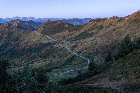 Furkapass road in the morning light from Portlakopf