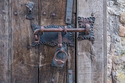 Iron forged padlock with lock