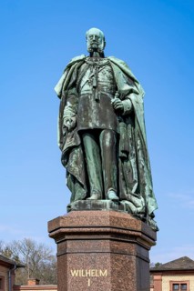 Monument to Kaiser Wilhelm I in front of the Kaiser-Wilhelms-Bad in the spa garden