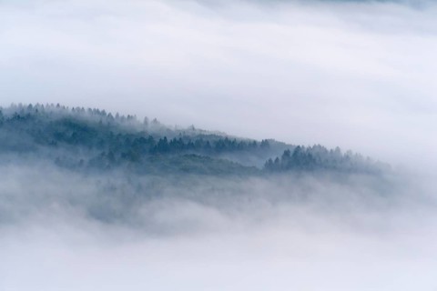View from Katzenbuckel mountain with morning mist