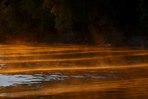 Haze on the Rio Sao Lourenco at sunrise
