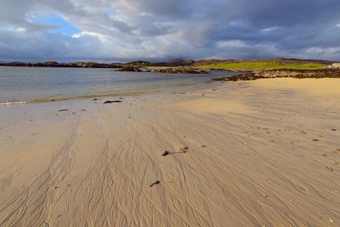 Scottish coast with beach in spring
