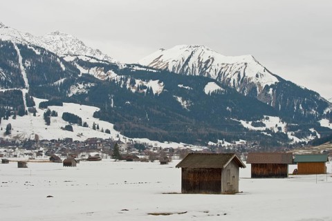 Huts in the valley outside the village of Lermoos