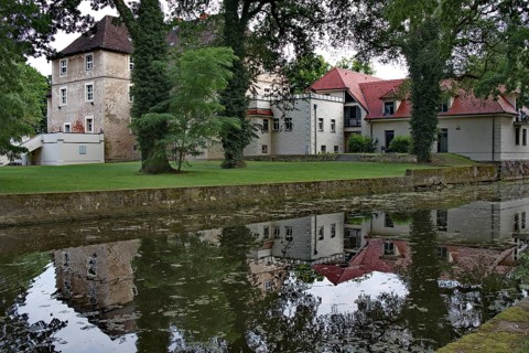 Mellenthin moated castle with mirror image