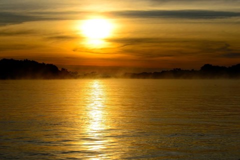 Landscape at Rio Sao Lourenco at sunrise