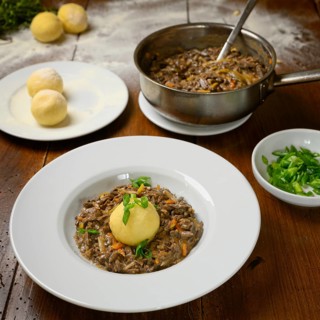 Goulash with chanterelles