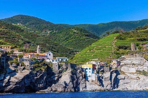 Houses built into the rock in the village of Vernazza