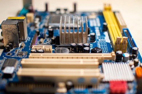 Close up of a computer motherboard