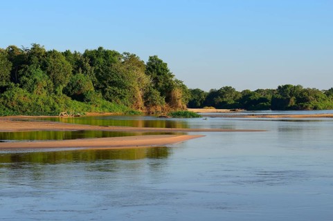 Landscape with sandbanks on the banks of the Rio Sao Lourenco