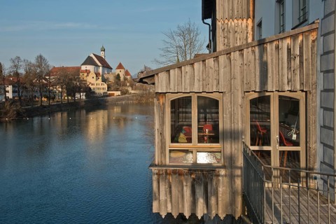 View across the Lech River to the Franciscan Monastery