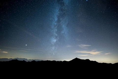 View of the Milky Way and Furka Pass Road from Portlakopf