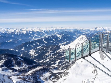 Blue sky over alpine winter landscape