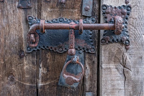 Iron forged padlock with lock