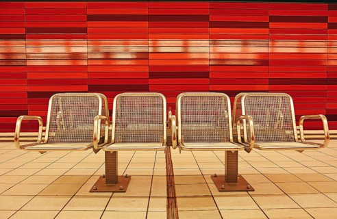 Waiting benches Wartenau underground station